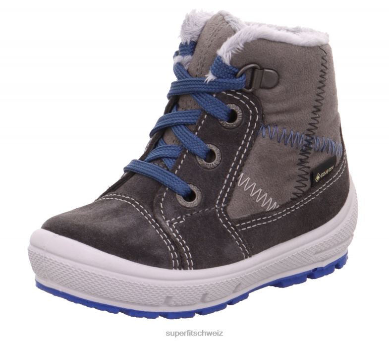 Babys Stiefel 44B2D437 Superfit groovy - Stiefel mit Schnürung Grau Blau