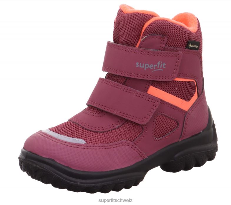 Babys Stiefel 44B2D442 Superfit Pistenraupe - Stiefel mit Klettverschluss rosa/orange
