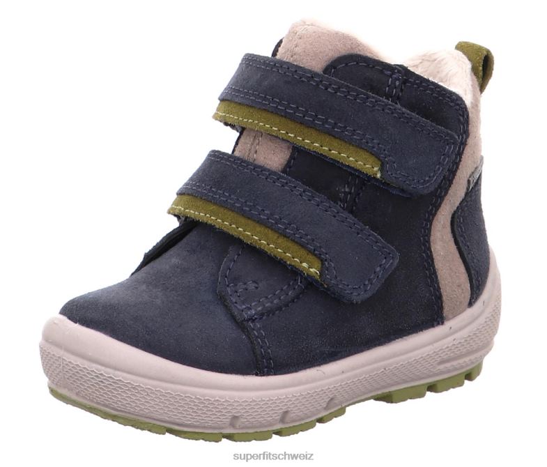 Babys Stiefel 44B2D444 Superfit groovy - Stiefel mit Klettverschluss Blau Gelb