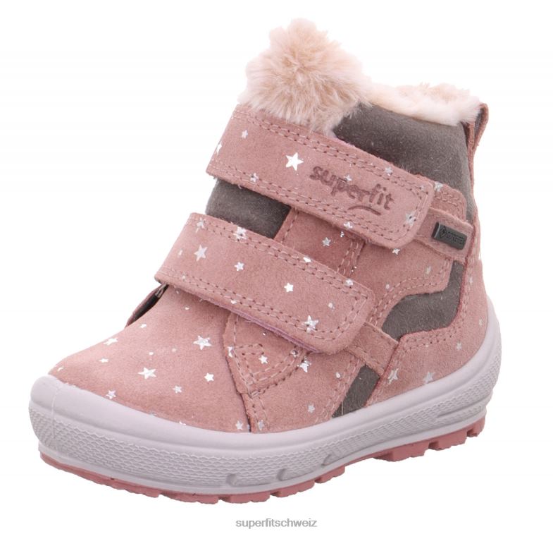Babys Stiefel 44B2D445 Superfit groovy - Stiefel mit Klettverschluss rosa/grau