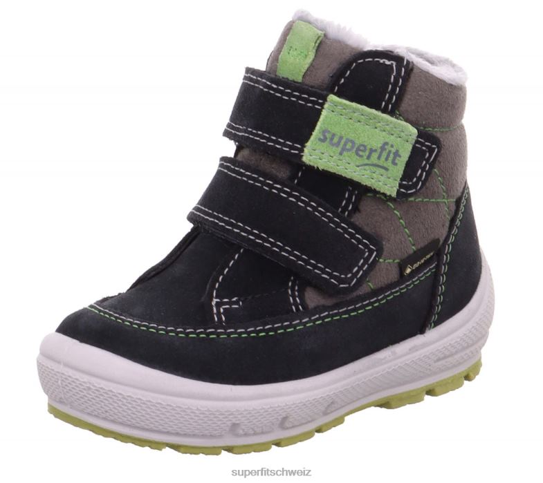 Babys Stiefel 44B2D448 Superfit groovy - Stiefel mit Klettverschluss grau Grün