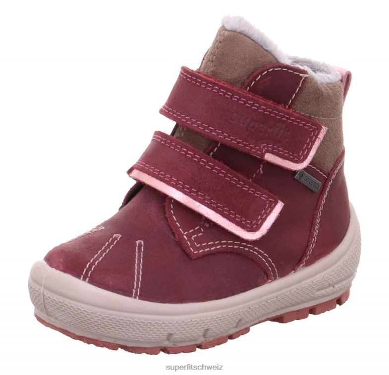 Babys Stiefel 44B2D450 Superfit groovy - Stiefel mit Klettverschluss rosa/grau