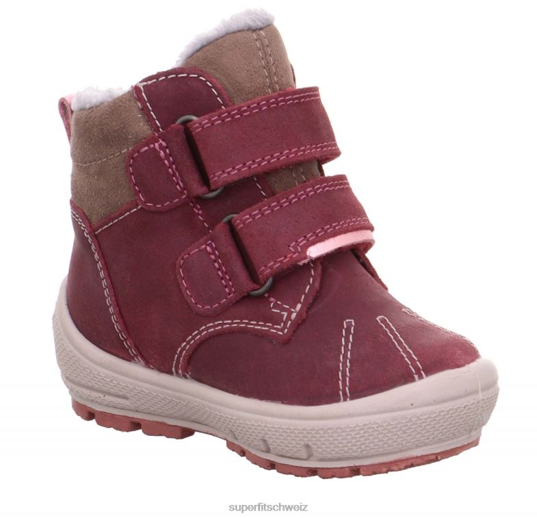 Babys Stiefel 44B2D450 Superfit groovy - Stiefel mit Klettverschluss rosa/grau