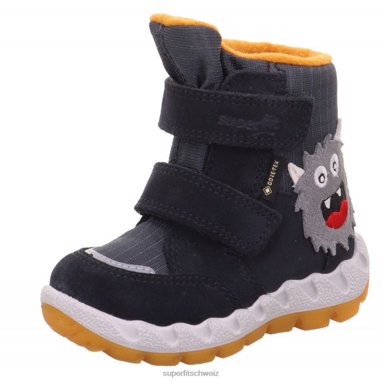 Babys Stiefel 44B2D451 Superfit Icebird - Stiefel mit Klettverschluss grau/gelb