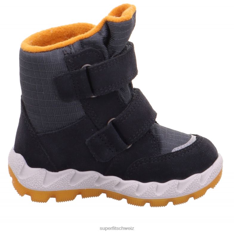 Babys Stiefel 44B2D451 Superfit Icebird - Stiefel mit Klettverschluss grau/gelb