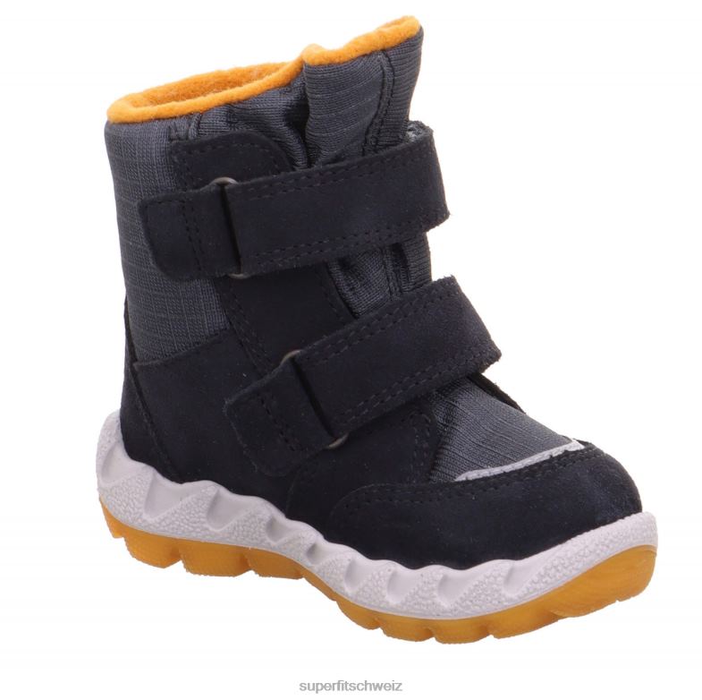 Babys Stiefel 44B2D451 Superfit Icebird - Stiefel mit Klettverschluss grau/gelb