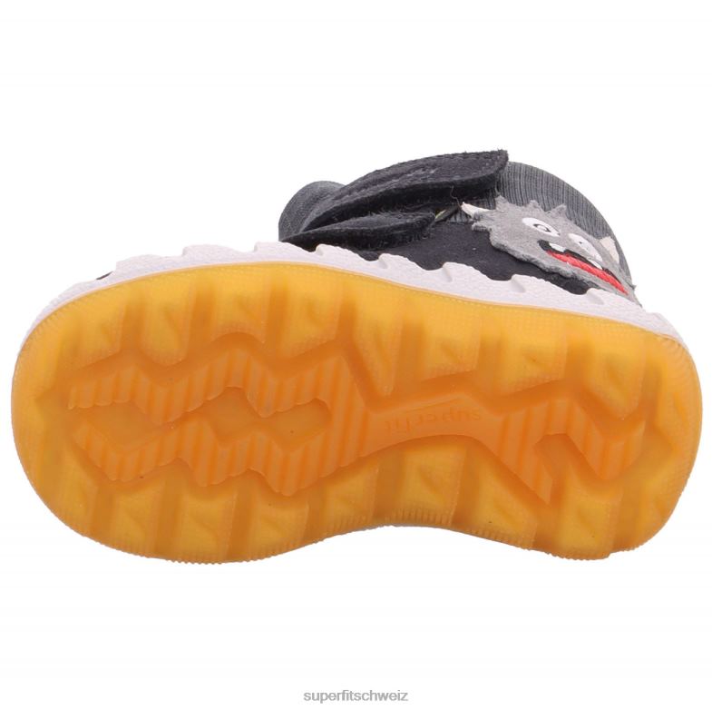 Babys Stiefel 44B2D451 Superfit Icebird - Stiefel mit Klettverschluss grau/gelb