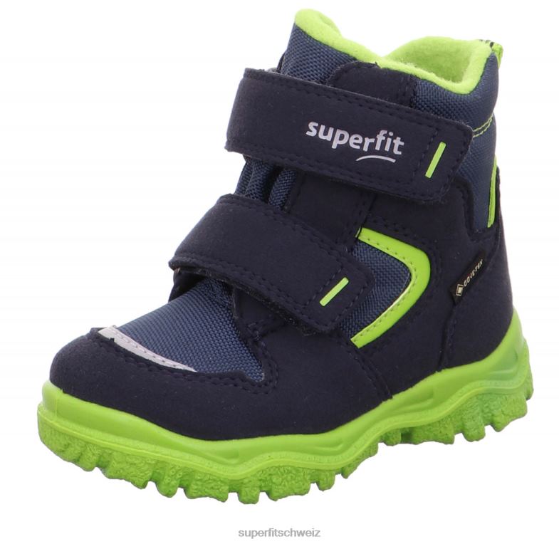 Babys Stiefel 44B2D452 Superfit husky1 - Stiefel mit Klettverschluss Blau Grün