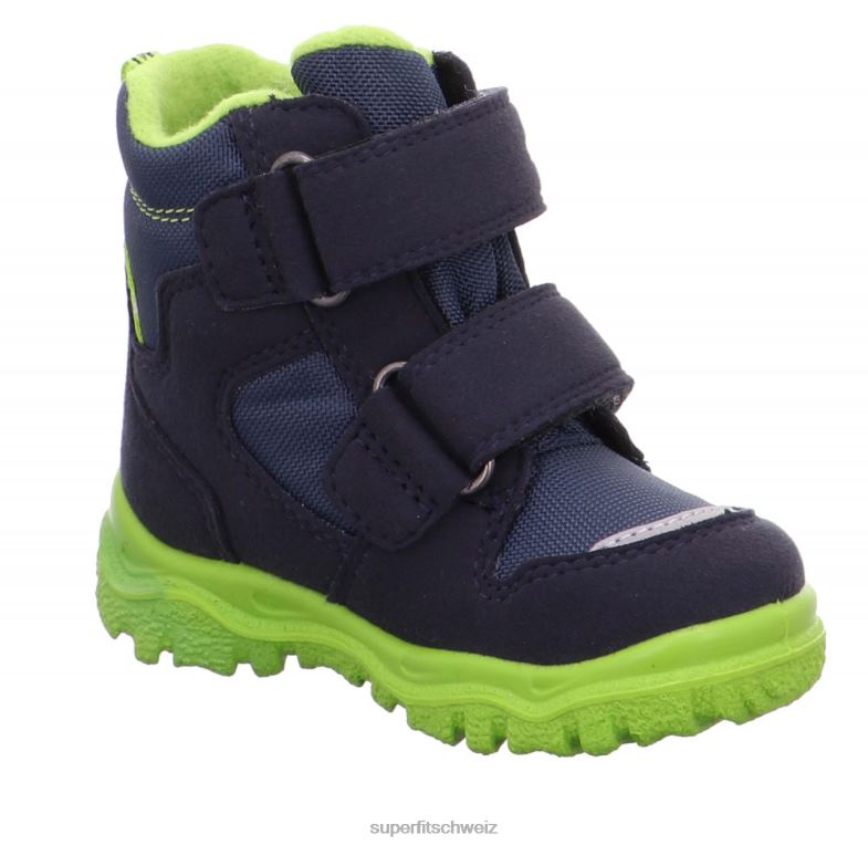 Babys Stiefel 44B2D452 Superfit husky1 - Stiefel mit Klettverschluss Blau Grün