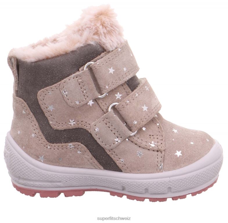 Babys Stiefel 44B2D453 Superfit groovy - Stiefel mit Klettverschluss beige/grau