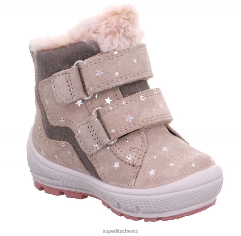 Babys Stiefel 44B2D453 Superfit groovy - Stiefel mit Klettverschluss beige/grau
