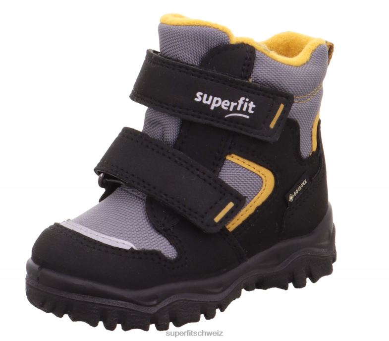 Babys Stiefel 44B2D454 Superfit husky1 - Stiefel mit Klettverschluss Schwarz Gelb