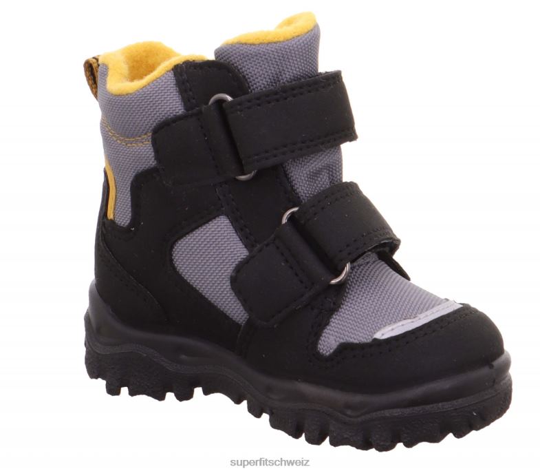 Babys Stiefel 44B2D454 Superfit husky1 - Stiefel mit Klettverschluss Schwarz Gelb