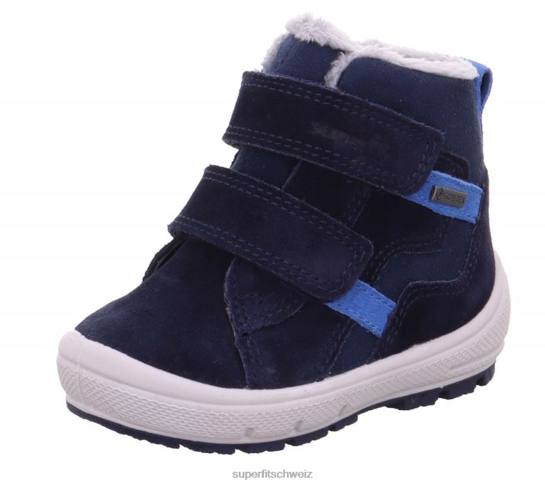 Babys Stiefel 44B2D455 Superfit groovy - Stiefel mit Klettverschluss blau/hellblau