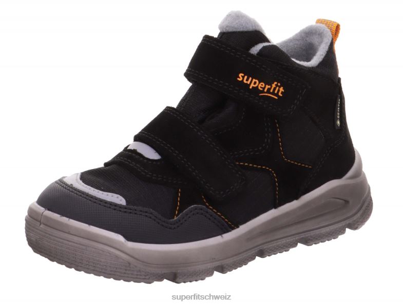 Babys Stiefel 44B2D456 Superfit Mars - Stiefel mit Klettverschluss schwarz/orange