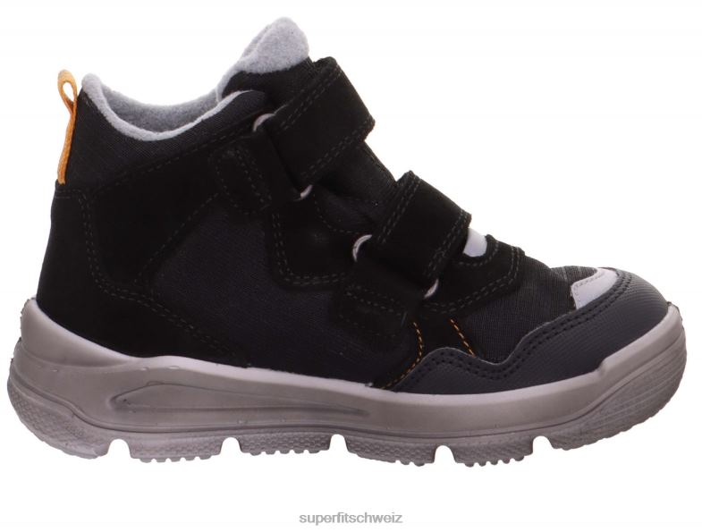 Babys Stiefel 44B2D456 Superfit Mars - Stiefel mit Klettverschluss schwarz/orange