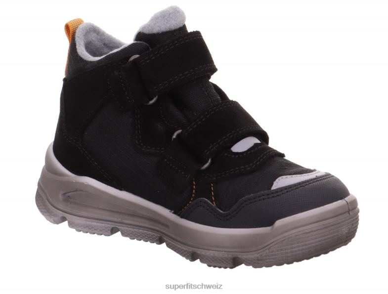 Babys Stiefel 44B2D456 Superfit Mars - Stiefel mit Klettverschluss schwarz/orange