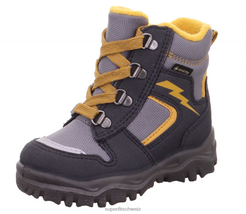 Babys Stiefel 44B2D458 Superfit husky1 - Stiefel mit Schnürung grau/gelb
