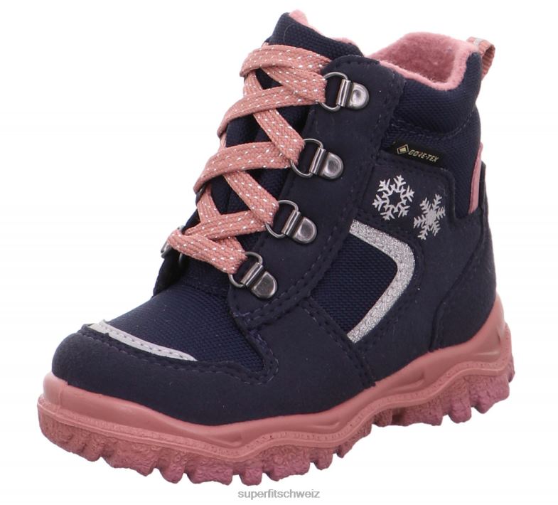 Babys Stiefel 44B2D460 Superfit husky1 - Stiefel mit Schnürung Blau Rosa