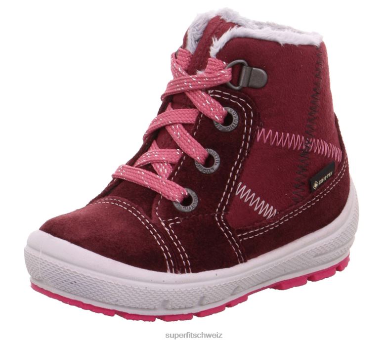Babys Stiefel 44B2D461 Superfit groovy - Stiefel mit Schnürung rot Rosa