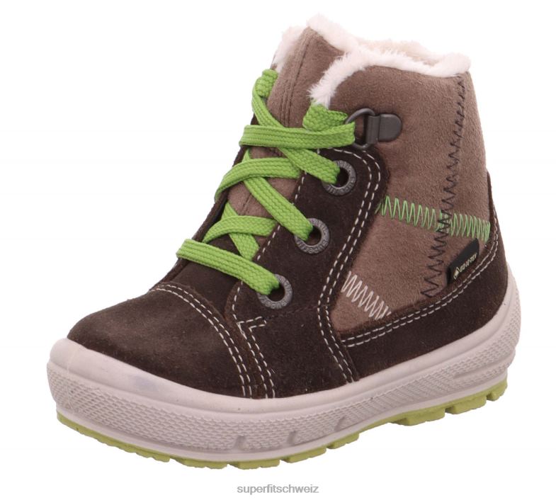 Babys Stiefel 44B2D463 Superfit groovy - Stiefel mit Schnürung Braun Grün