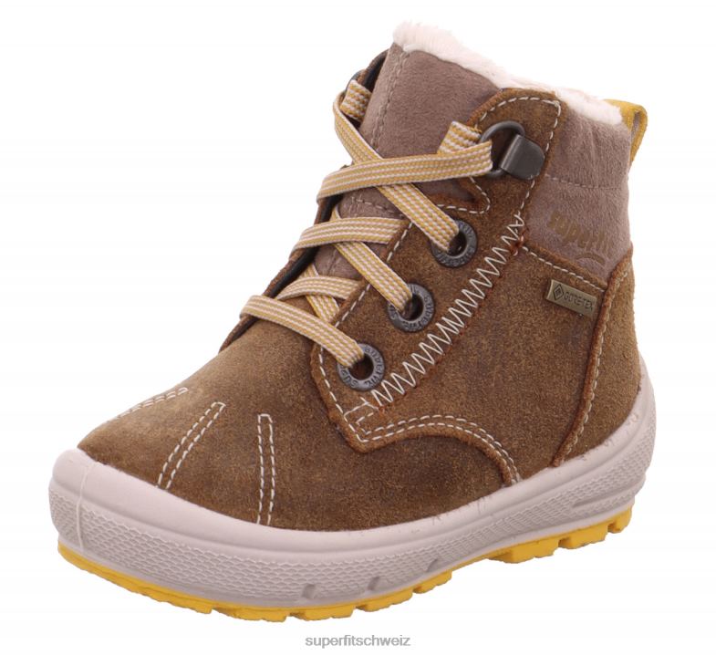 Babys Stiefel 44B2D464 Superfit groovy - Stiefel mit Schnürung braun/gelb