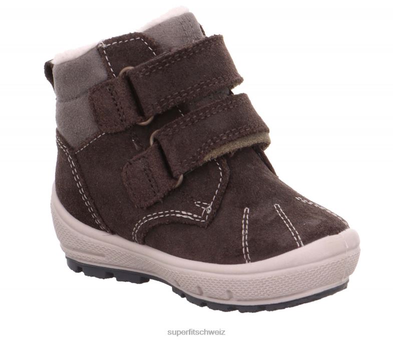 Babys Stiefel 44B2D470 Superfit groovy - Stiefel mit Klettverschluss Braun-grau