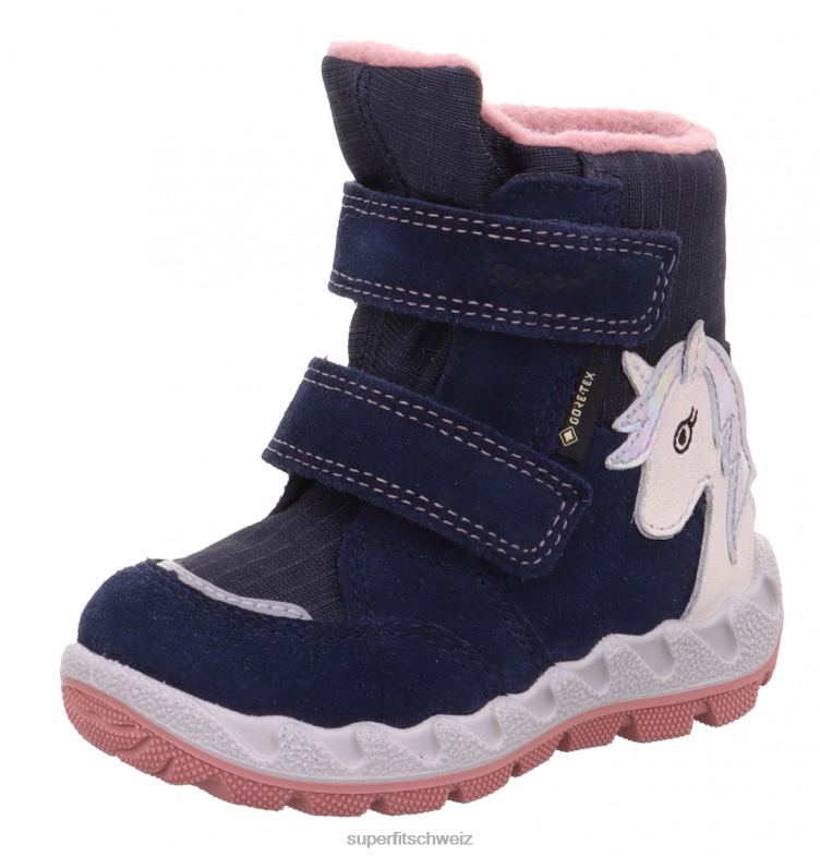 Babys Stiefel 44B2D471 Superfit Icebird - Stiefel mit Klettverschluss Blau Rosa