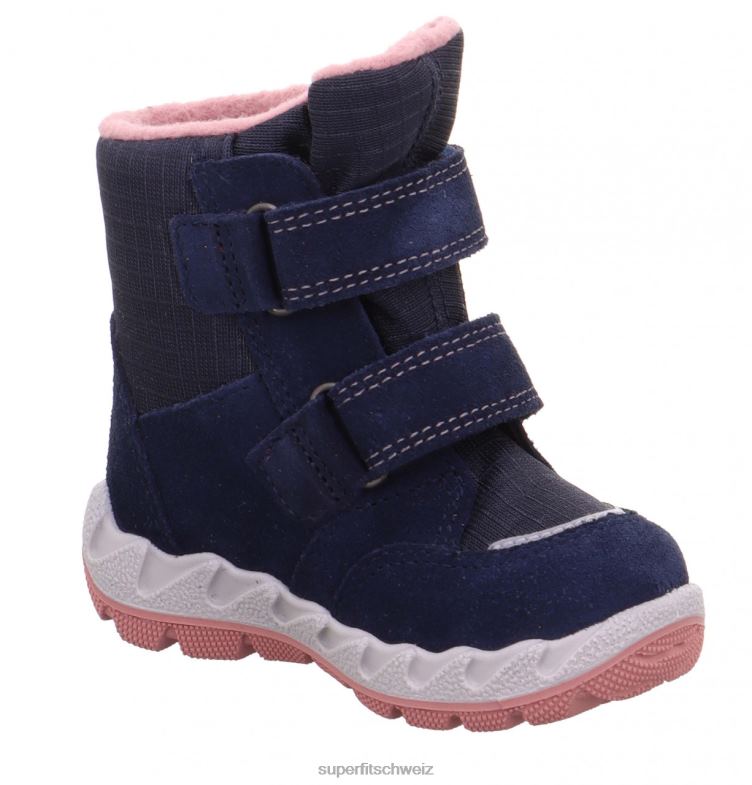 Babys Stiefel 44B2D471 Superfit Icebird - Stiefel mit Klettverschluss Blau Rosa