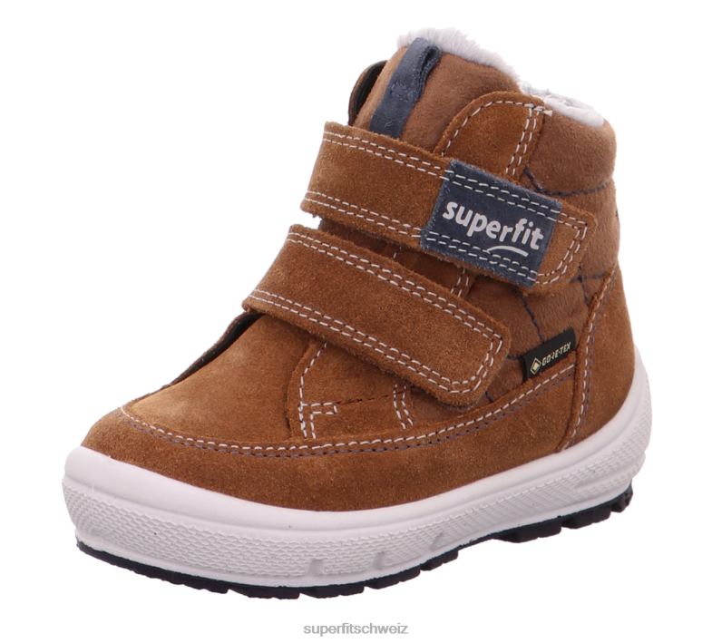 Babys Stiefel 44B2D473 Superfit groovy - Stiefel mit Klettverschluss braun/blau