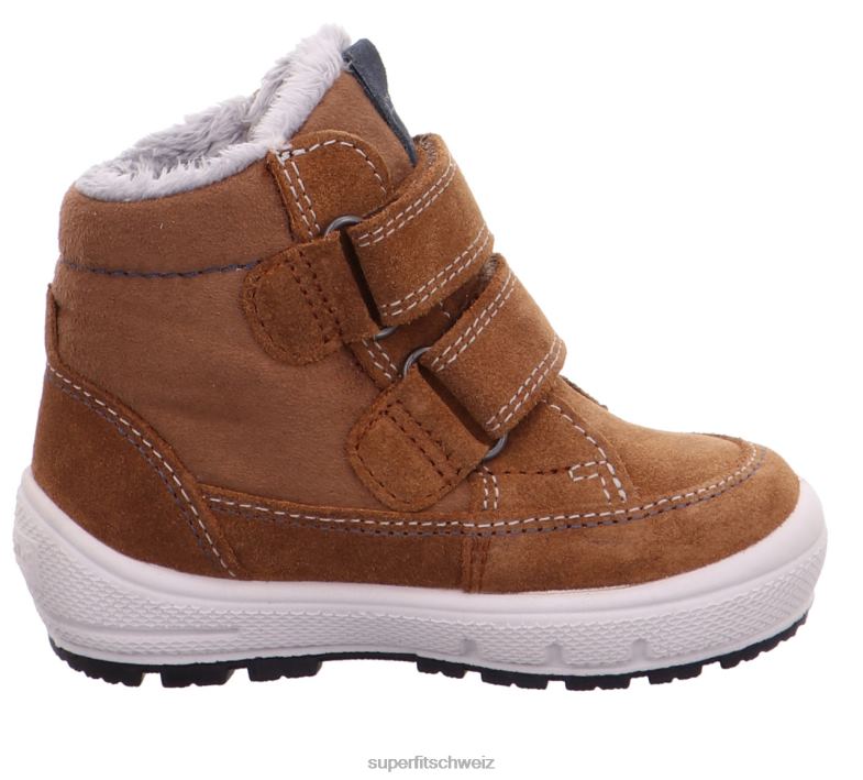 Babys Stiefel 44B2D473 Superfit groovy - Stiefel mit Klettverschluss braun/blau