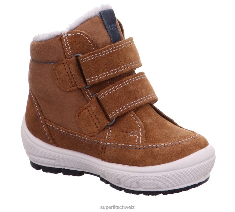 Babys Stiefel 44B2D473 Superfit groovy - Stiefel mit Klettverschluss braun/blau