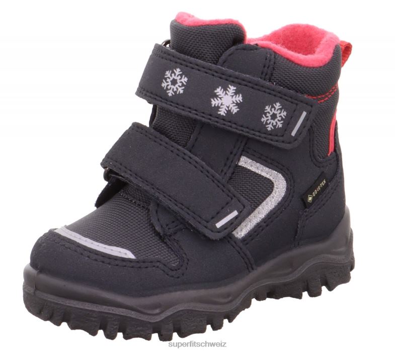 Babys Stiefel 44B2D479 Superfit husky1 - Stiefel mit Klettverschluss grau/rosa