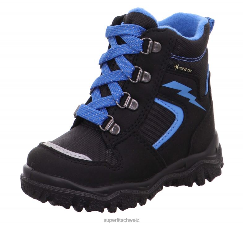 Babys Stiefel 44B2D482 Superfit husky1 - Stiefel mit Schnürung Schwarz Blau