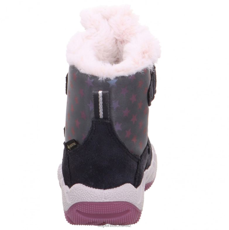 Babys Stiefel 44B2D484 Superfit Icebird - Stiefel mit Klettverschluss grau/rosa