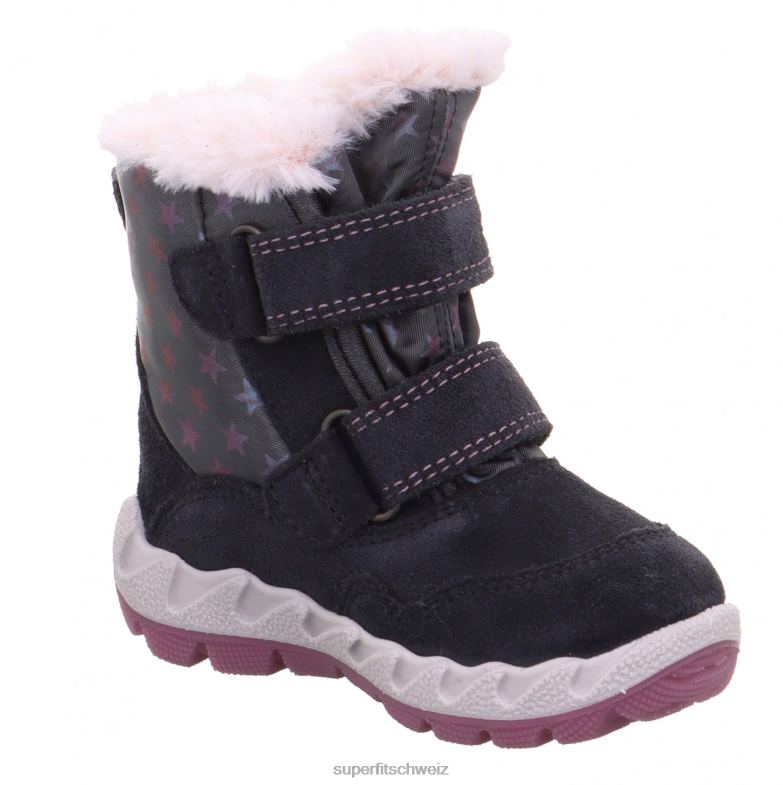 Babys Stiefel 44B2D484 Superfit Icebird - Stiefel mit Klettverschluss grau/rosa