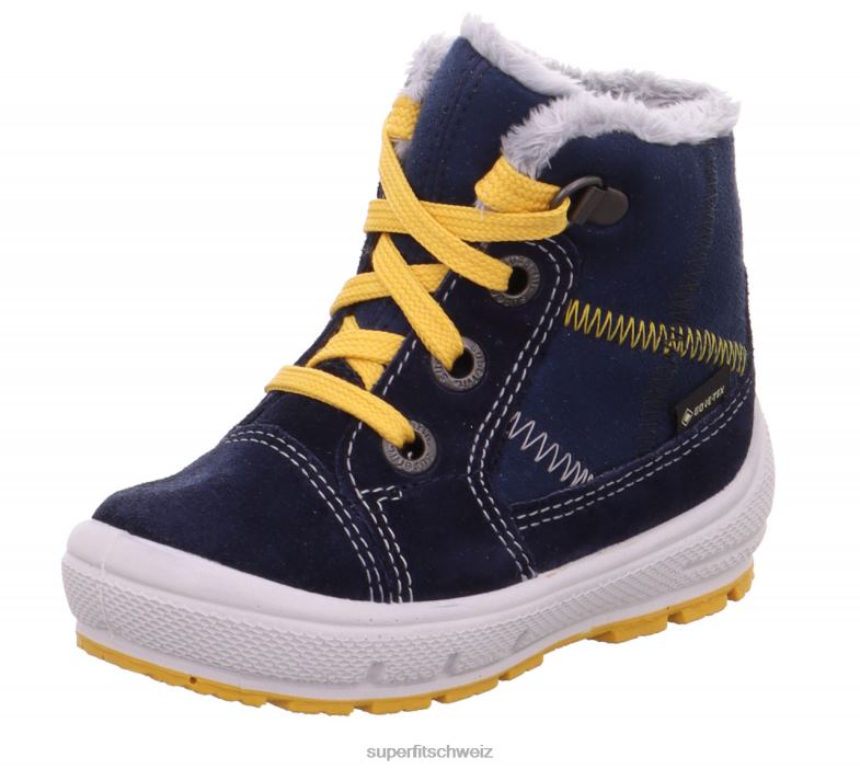 Babys Stiefel 44B2D486 Superfit groovy - Stiefel mit Schnürung Blau Gelb