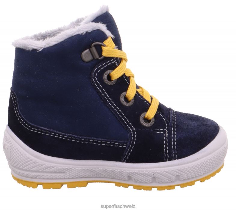 Babys Stiefel 44B2D486 Superfit groovy - Stiefel mit Schnürung Blau Gelb
