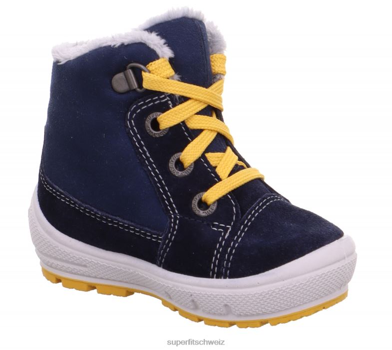 Babys Stiefel 44B2D486 Superfit groovy - Stiefel mit Schnürung Blau Gelb