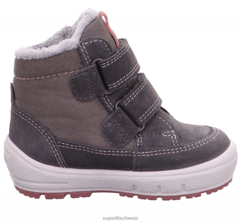 Babys Stiefel 44B2D494 Superfit groovy - Stiefel mit Klettverschluss grau/rosa