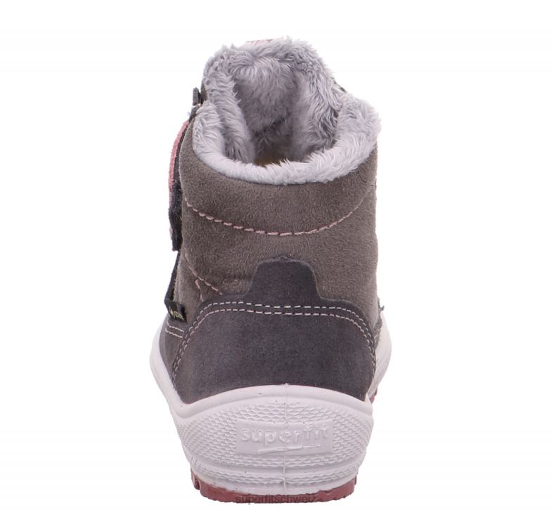 Babys Stiefel 44B2D494 Superfit groovy - Stiefel mit Klettverschluss grau/rosa