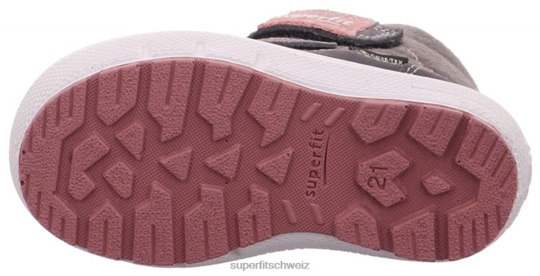 Babys Stiefel 44B2D494 Superfit groovy - Stiefel mit Klettverschluss grau/rosa