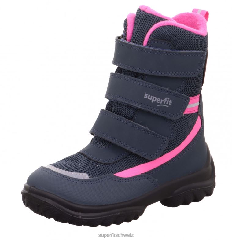 Babys Stiefel 44B2D500 Superfit Pistenraupe - Stiefel mit Klettverschluss Blau Rosa