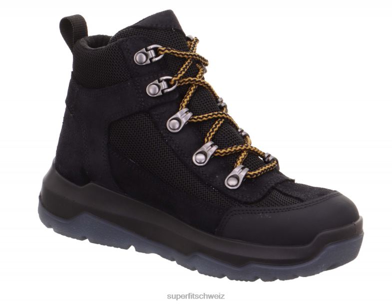 Kinder und Jugendliche Stiefel 44B2D912 Superfit Platz - Stiefel mit Schnürung Schwarz Gelb