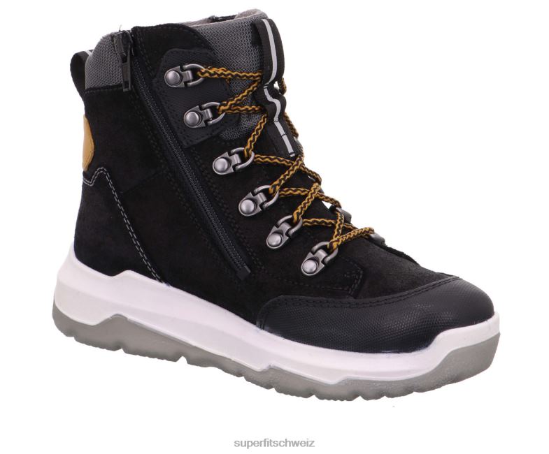 Kinder und Jugendliche Stiefel 44B2D916 Superfit Platz - Stiefel mit Reißverschluss Schwarz Gelb
