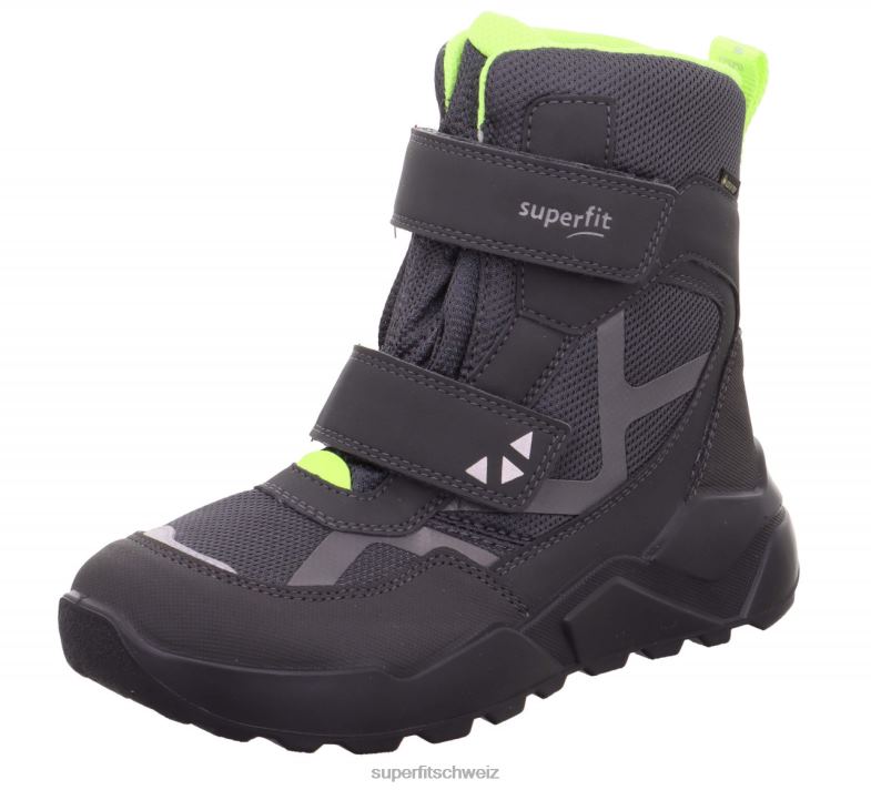 Kinder und Jugendliche Stiefel 44B2D927 Superfit Raketenstiefel mit Klettverschluss grau/gelb