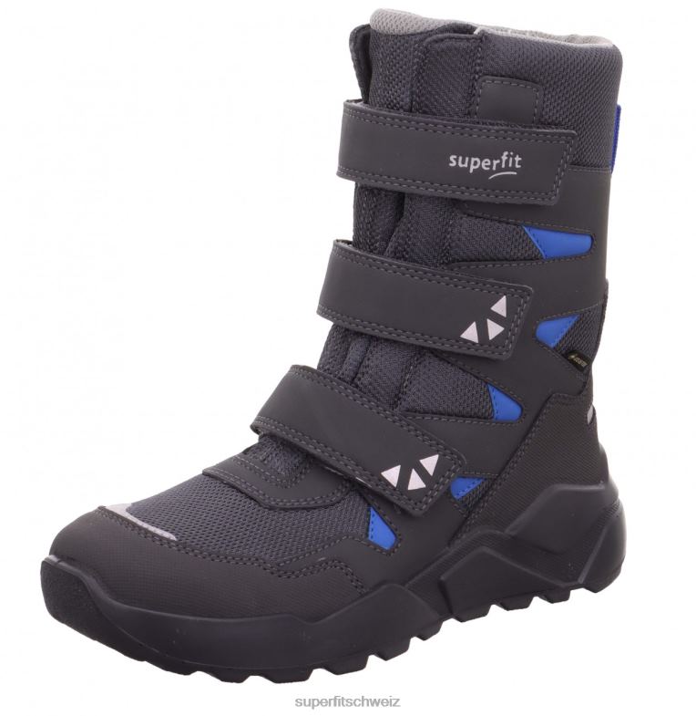 Kinder und Jugendliche Stiefel 44B2D928 Superfit Raketenstiefel mit Klettverschluss Grau Blau