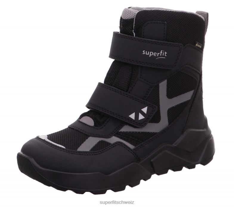 Kinder und Jugendliche Stiefel 44B2D933 Superfit Raketenstiefel mit Klettverschluss schwarz/hellgrau
