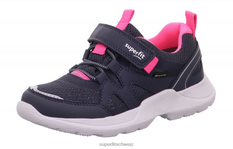Kinder und Jugendliche Turnschuhe 44B2D518 Superfit Rush - Low-Sneaker mit Klettverschluss Blau Rosa