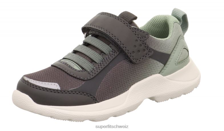 Kinder und Jugendliche Turnschuhe 44B2D531 Superfit Rush - Low-Sneaker mit Klettverschluss grau/hellgrün